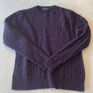 Scottish Lambswool Cable Knit Sweater Wool Purple